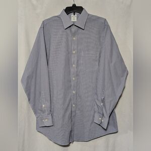 🌷EUC Brooks Brothers Regent Fit Non-Iron Blue Gingham Print Dress Shirt 17-4/5
